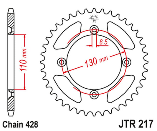 Rear Sprocket 249 49 HONDA CR80 '86-02', CR85 '03-07' (24949JT) (Chain.428), JT Sprockets