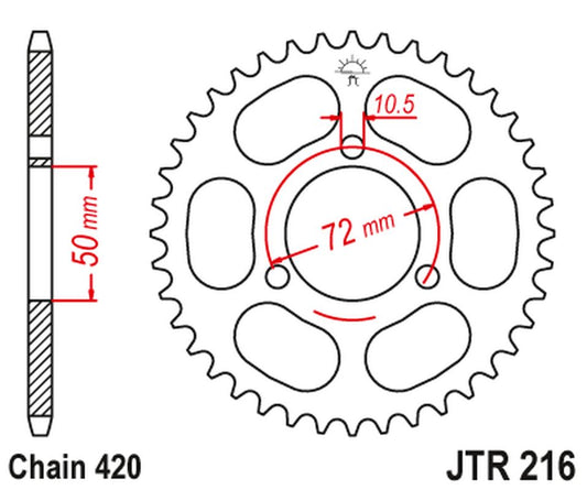 Rear Sprocket 251 36 HONDA NSR 50/75 '89-'93 (25136JT) (Chain. 420), JT Sprockets
