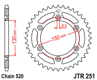 Rear Sprocket 270 43 HONDA XL 500R '82 (J27043JT) (Chain. 520), JT Sprockets