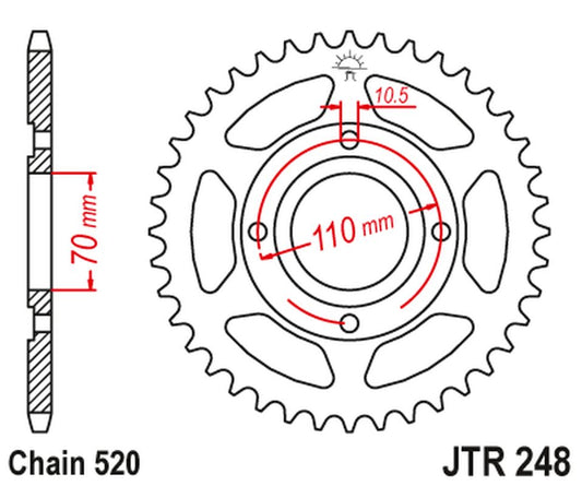 Rear Sprocket 281 44 HONDA CB 250 RSA '80-83' (28144JT) (Chain520), JT Sprockets