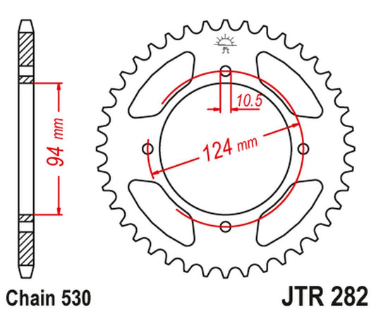 Rear Sprocket 282 37 HONDA CB 500F/K '78-'80 (28237JT) (Chain. 530), JT Sprockets