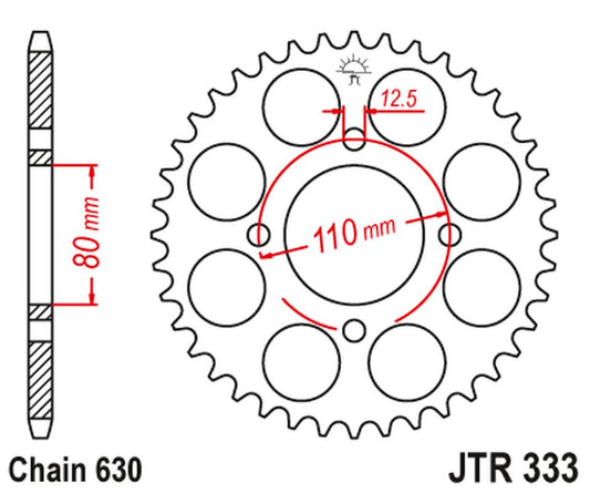 Rear Sprocket 333 38 HONDA CB 750 F '77-80' (33338JT) (Chain.630), JT Sprockets