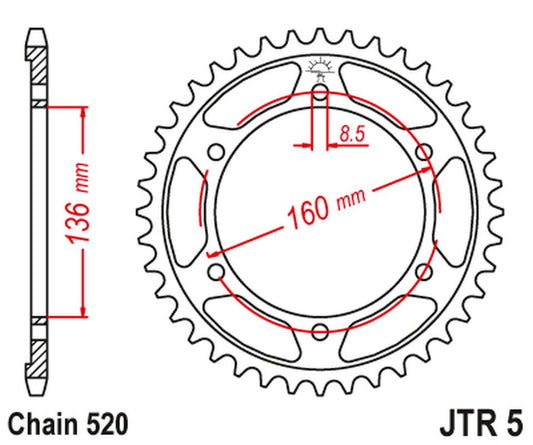 Rear Sprocket 3552 47 BMW F650 APRILIA PEGASO 650 '92-'04 355247JTZBK) (Chain. 520) COLOR BLACK, JT Sprockets