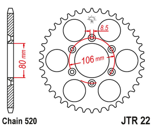 Rear Sprocket 3560 45 APRILIA SX 125 '08-'12, MX 125 '04-'07 (356045JT) (Chain. 520), JT Sprockets