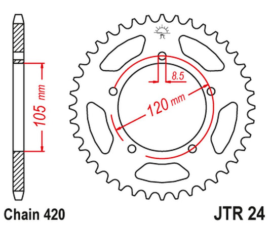 Rear Sprocket 3565M 55 APRILIA 50RX '98-'05, 50SM '03-'06 (3565M55JT) (Chain. 420), JT Sprockets