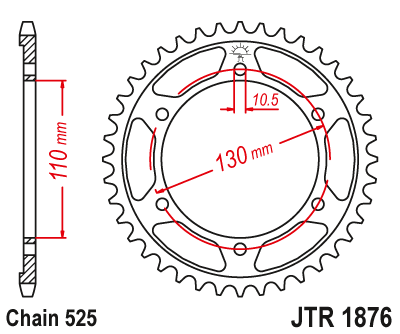 Rear Sprocket 4285 42 YAMAHA YZF-R7 '22-'23, MT-10 (MTN1000) '22-'23 (428542JT) (Chain. 525), JT Sprockets