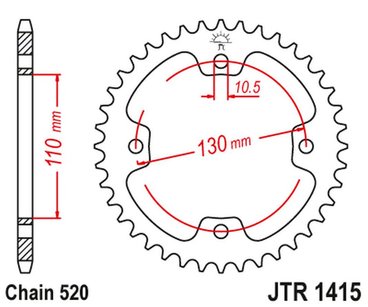 Rear Sprocket 4303 40 KAWASAKI KSF 450 (KFX 450) '08-14' (ATV) (430340JT) (chain.520), JT Sprockets