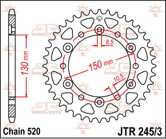 Rear Sprocket 4309 45 HONDA NX 650 '88-'90 (430945JT) (Chain. 520), JT Sprockets