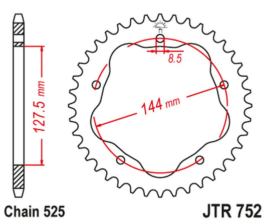 Rear Sprocket 4320 36 DUCATI 848/916/996/1000/1100 (ADAPTER NEEDED JTA750B) (432036JT) (Chain. 525), JT Sprockets