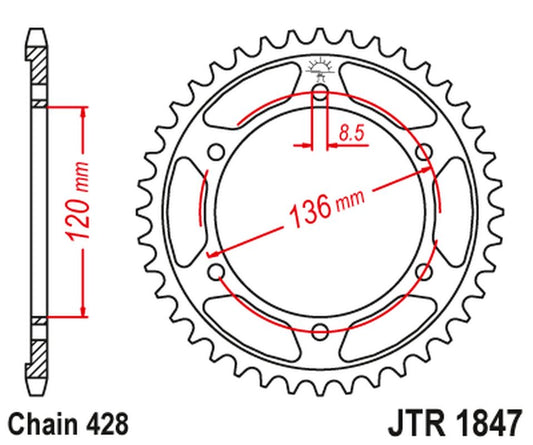 Rear Sprocket 4324 55 YAMAHA TDR 125 '93-'99 (432455JT) (Chain. 428), JT Sprockets