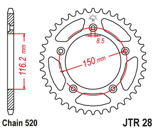 Rear Sprocket 4329 42 APRILIA RS 250 '95-04' (432942JT) (Chain.520), JT Sprockets