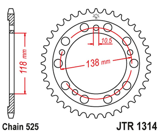 Rear Sprocket 4343 39 HONDA CBR 400 (NC29) (434339JT) (Chain.525), JT Sprockets