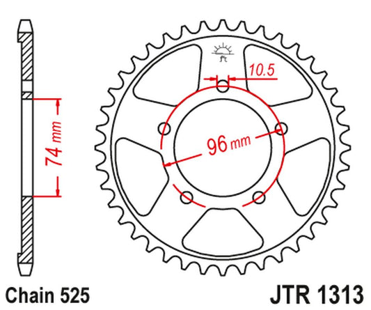 Rear Sprocket 4343 42 HONDA CBR 400 (NC23) (434342JT) (Chain.525), JT Sprockets