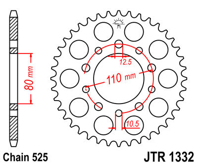 Rear Sprocket 4350 40 HONDA CB 500 '94-'03, CB 750F '93-'03 (435040JTZBK) (Chain. 525) COLOR BLACK, JT Sprockets
