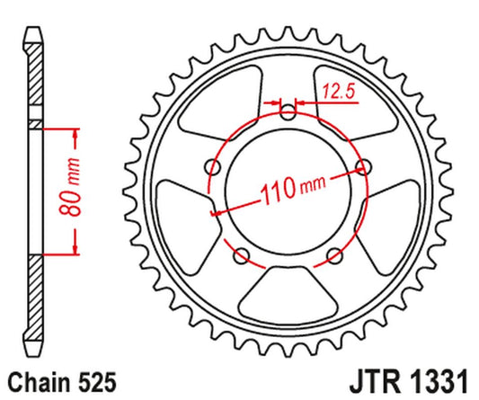 Rear Sprocket 4350 42 HONDA CRF 1000 / 1100 L AFRICA TWIN / ADVENTURE SPORT '16-'23 (435042JTZBK) (Chain. 525) COLOR BLACK, JT Sprockets