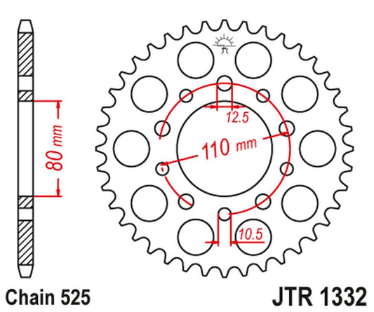 Rear Sprocket 4350 45 HONDA VT 600C SHADOW '90-'07, XRV 750 AFRICA TWIN '93-'03 (435045JT) (Chain. 525), JT Sprockets
