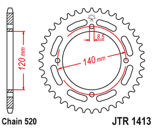 Rear Sprocket 4354 39 KAWASAKI KXF A TECATE '87-88' (ATV) (435439JT) (Chain.520) , JT Sprockets