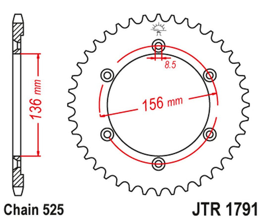 Rear Sprocket 4365 42 SUZUKI DR 650 SE '96-'12 (436542JT) (Chain. 525), JT Sprockets