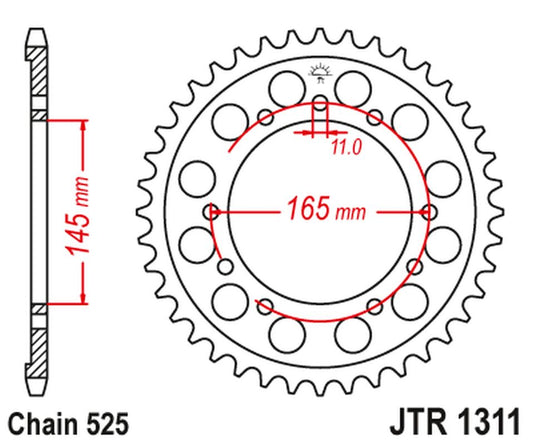 Rear Sprocket 4367 43 HONDA NTV 650 BRO'S '88-91', NT/NTV/VFR 400 '87-91' (436743JT) (Chain.525), JT Sprockets