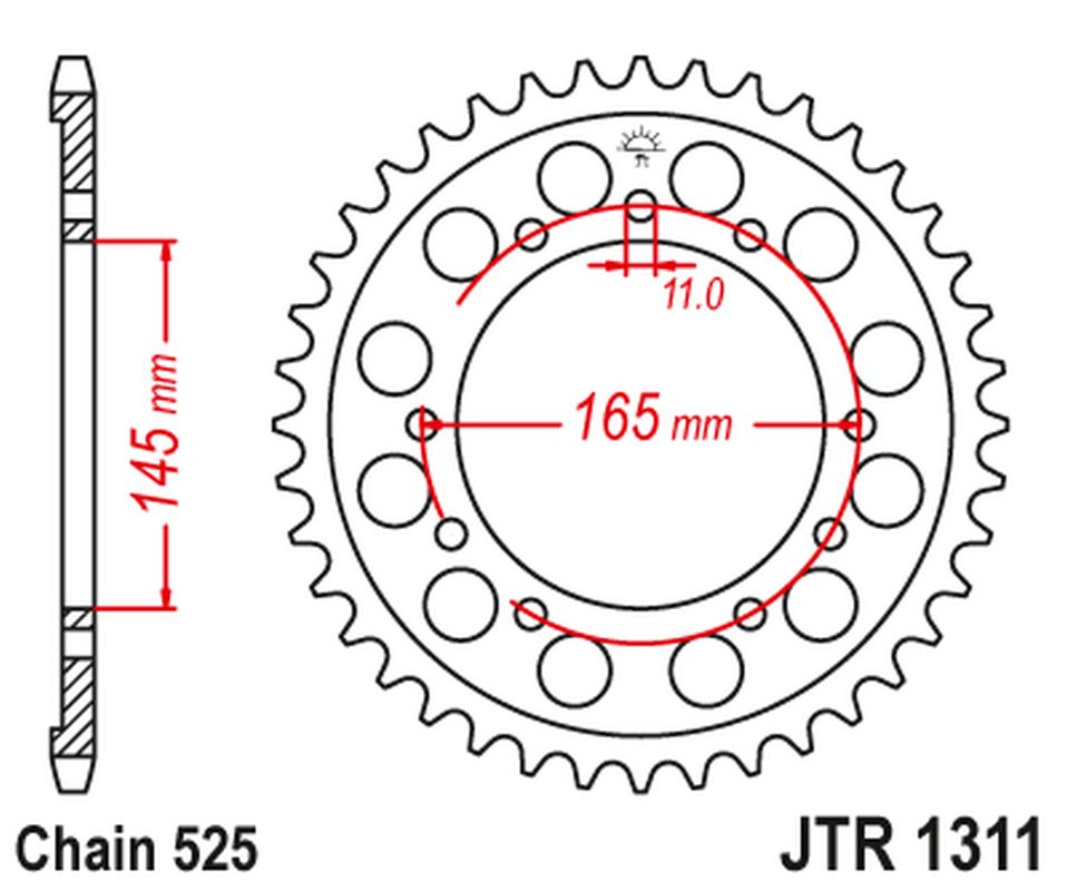 Rear Sprocket 4367 45 HONDA NTV 650 BRO'S '88-91', NT/NTV/VFR 400 '87-91' (436745JT) (Chain.525), JT Sprockets