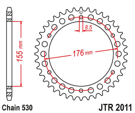 Rear Sprocket 4392 46 TRIUMPH TIGER SPORT 1050 14-19 (+1) (439246JT) (Chain. 530), JT Sprockets