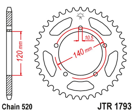 Rear Sprocket 4397 42 TRIUMPH 865 BONEVILLE/THRUXTON '15-'16, SCRAMBLER '16-'17 (439742JT) (Chain. 520), JT Sprockets