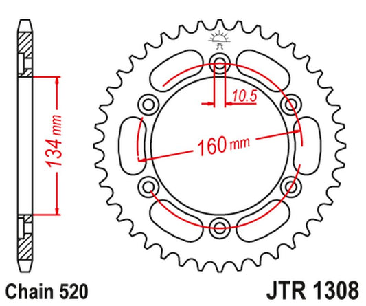 Rear Sprocket 4400 40 HONDA CBR 600F '01-20', CBR 900 RR '00-03', CBR 1000 RR '04-20', VTR 1000 SP1/SP2 '00-06' (440040JT) (Chain.520) KONWERSJA, JT Sprockets
