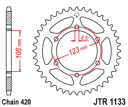 Rear Sprocket 4412 65 APRILIA SX 50 -18-19 (441265JT) (Chain.420), JT Sprockets