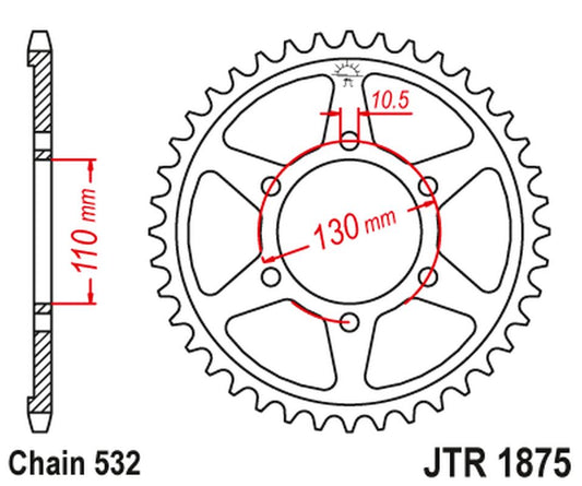 Rear Sprocket 4440 48 YAMAHA YZF-R6 '03-10' (444048JT) (Chain.532) (ORYG.), JT Sprockets