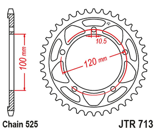 Rear Sprocket 4447 42 APRILIA TUONO 1000/1100 12-17 (444742JT) (Chain.525), JT Sprockets