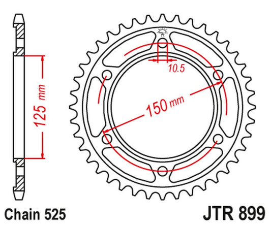 Rear Sprocket 4454 42 KTM 950/990/1190 ADVENTURE / R LC8 '03-'18 (445442JTZBK) (Chain. 525) COLOR BLACK, JT Sprockets
