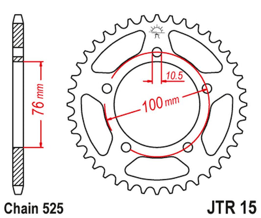 Rear Sprocket 4456 42 BENELLI 500 LEONCINO '17-, TRK 502 '17-18 (445642JT)* (Chain. 525), JT Sprockets