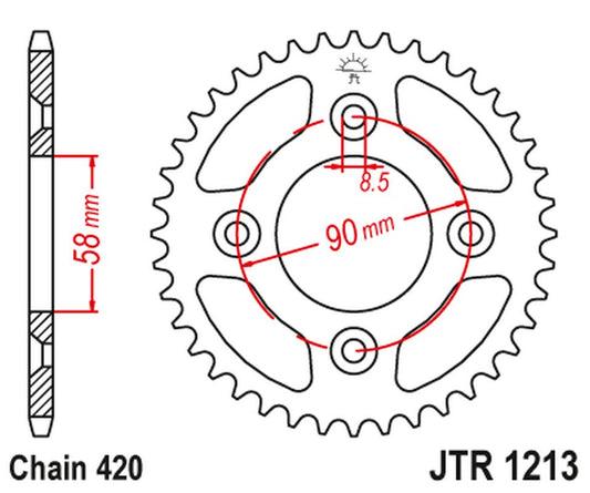 Rear Sprocket 4463 37 HONDA CRF 50 '04-20'; XR 50 '00-04' (446337JT) (Chain.420), JT Sprockets