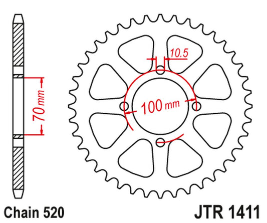 Rear Sprocket 4465 50 KAWASAKI KLT 200/250 '82-85' (446550JT) (Chain.520) , JT Sprockets