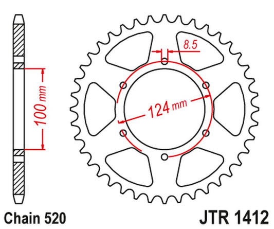 Rear Sprocket 4466 37 KAWASAKI KXT 250 B1/B2 '86-87' (446637JT) (Chain.520) , JT Sprockets