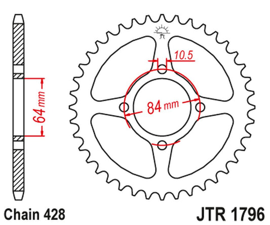 Rear Sprocket 4467 49 SUZUKI RV 125 VAN VAN '03-16' (446749JT) (Chain.520), JT Sprockets