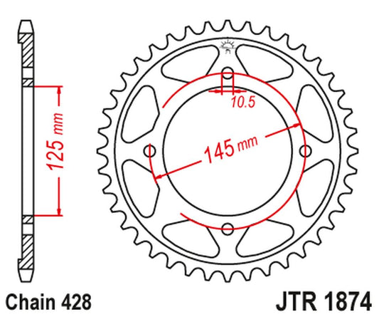 Rear Sprocket 4482 56 YAMAHA XVS 125 DRAG STAR '00-04, XVS 250 DRAG STAR '01-04' (448256JT) (Chain. 428), JT Sprockets