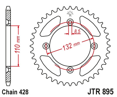 Rear Sprocket 4486 49 KTM SX 85 '04-'24, 105 XC '07-'11 (448649JTZBK)* (Chain. 428) COLOR BLACK, JT Sprockets