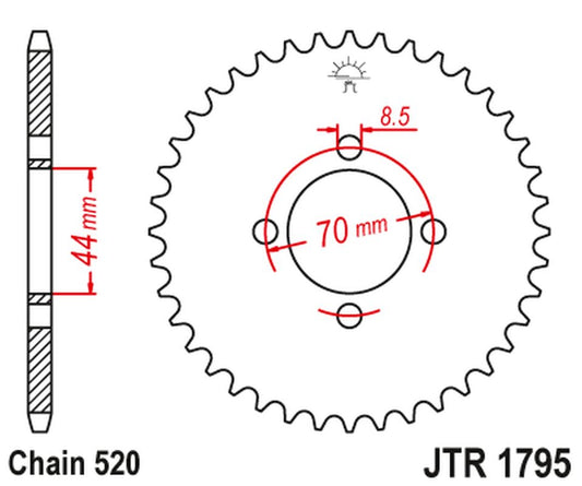 Rear Sprocket 4493 24 SUZUKI LT80 QUADSPORT '89-'06 (449324JT) (Chain. 520), JT Sprockets