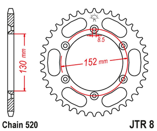 Rear Sprocket 4500 48 BMWG 450X '08-11 (450048JT) (Chain. 520), JT Sprockets