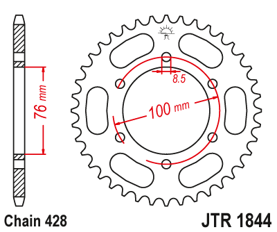 Rear Sprocket 4513 52 YAMAHA YZF 125R '19-22, MT 125 15-23 (+4) (451352JT)* (Chain. 428), JT Sprockets