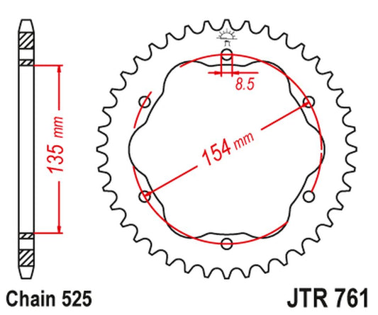 Rear Sprocket 4522 39 DUCATI MONSTER 1200/S '14-20, PANIGALE 1103 '18, PANIGALE 1199/1299 '12-19, DIAVEL 1198 '11-18 (ADAPTER NEEDED JTA760B LUB JTA770B) (452239JT) (Chain. 525), JT Sprockets