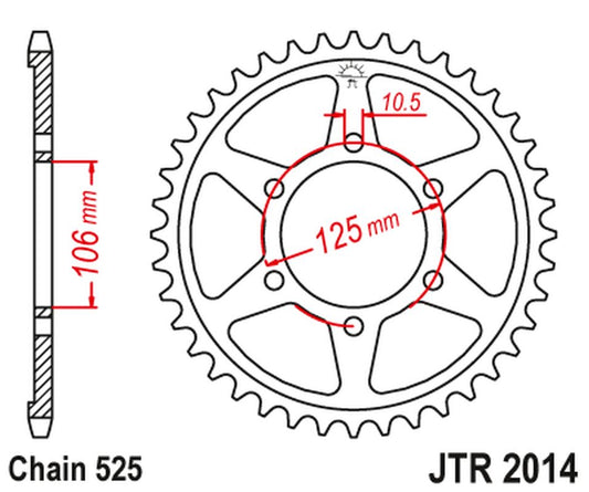 Rear Sprocket 4529 39 TRIUMPH 675 '06-'16 (452939JT) (Chain. 525), JT Sprockets