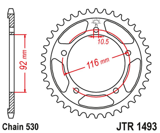 Rear Sprocket 4542 41 KAWASAKI ZZR 1400 '06-'18 (454241JT) (Chain. 530) (CZARNA), JT Sprockets
