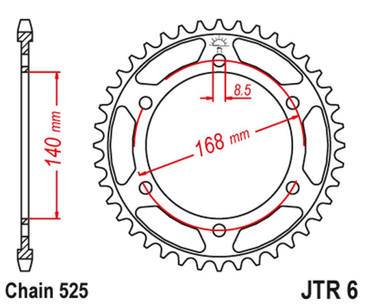 Rear Sprocket 4550 42 BMW F800R (SCREW HOLE 8,5MM) (455042JT) (Chain. 525) CZARNA, JT Sprockets