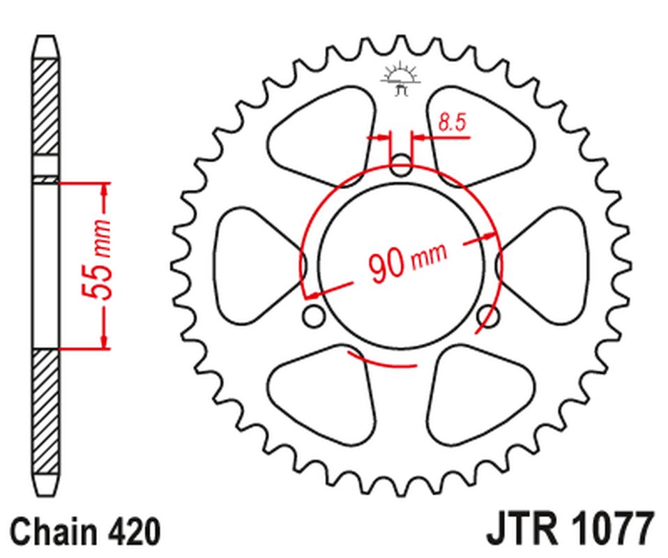 Rear Sprocket 4575 47 RIEJU 50 RS2 MATRIX/PRO '03-09' NAKED '04-09 (457547JT) (Chain.420), JT Sprockets