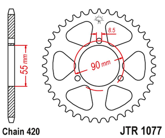 Rear Sprocket 4575 47 RIEJU 50 RS2 MATRIX/PRO '03-09' NAKED '04-09 (457547JT) (Chain.420), JT Sprockets