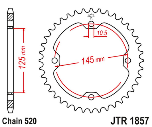 Rear Sprocket 4588 45 YAMAHA YFZ 450R '09-19, YFM 250/350/450/700 RAPTOR (458845JT) (Chain. 520) - CAN REPLACE 85742JT, JT Sprockets