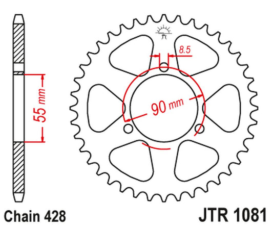 Rear Sprocket 4612 46 RIEJU 125 RS2 NAKED/MATRIX/PRO '06-10'(461246JT) (Chain.428), JT Sprockets