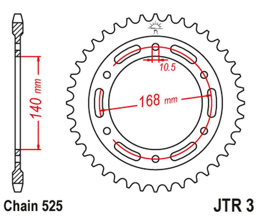 Rear Sprocket 4613 47 BMW F 800 R '09-'20 (SCREW HOLE 10,5MM) (461347JTZBK) (Chain. 525) COLOR BLACK, JT Sprockets